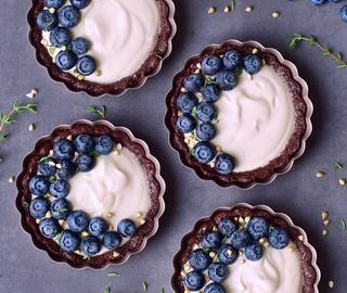 4 Käsekuchen Tartelettes mit Blaubeeren