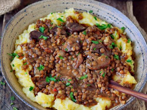 Linsenpfanne Mit Kartoffelpuree Vegan Glutenfrei Elavegan Rezepte 
