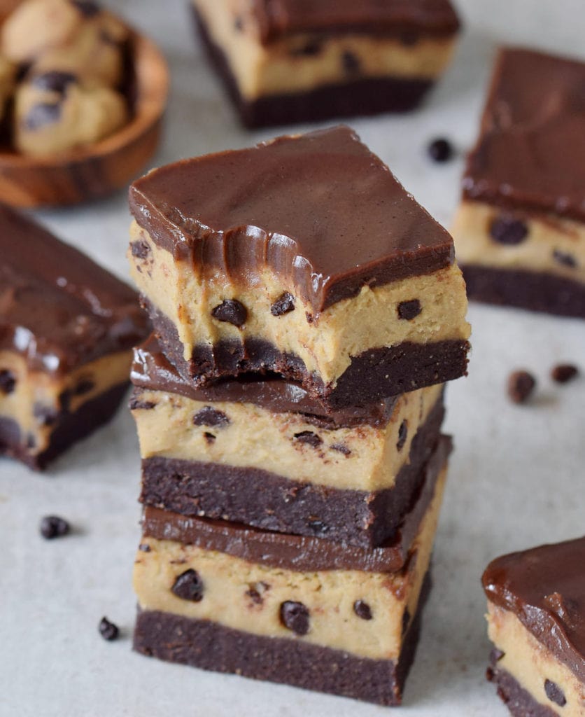 Cookie Dough Brownies mit Keksteig | vegan, glutenfrei, ohne backen ...