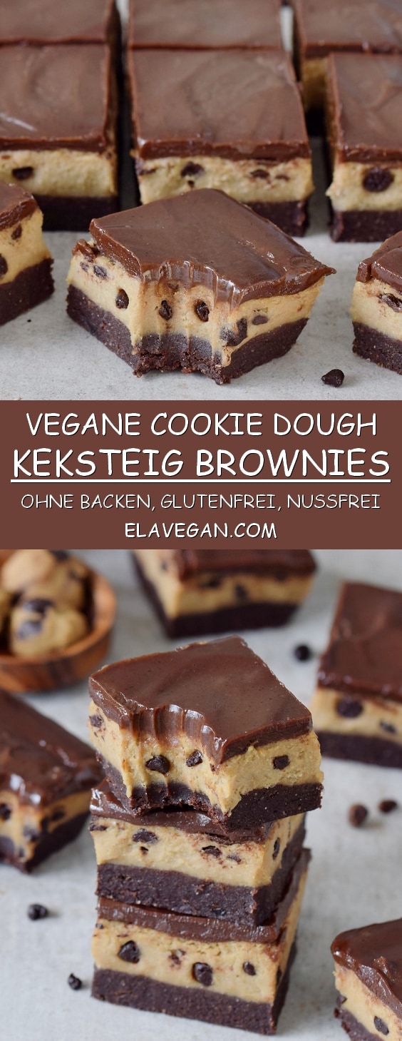 Vegane und glutenfreie Cookie Dough Brownies mit Keksteig Pinterest Collage