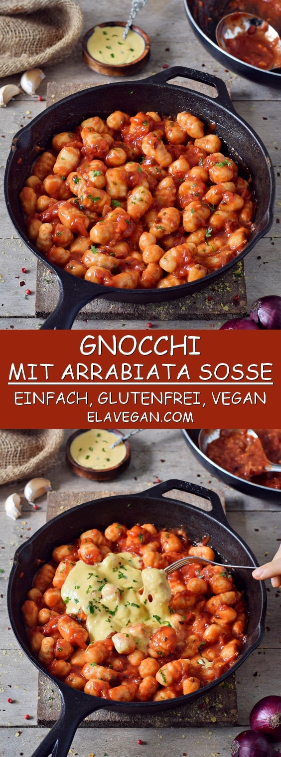 gnocchi mit arrabiata soße vegan glutenfrei einfaches rezept pinterest collage