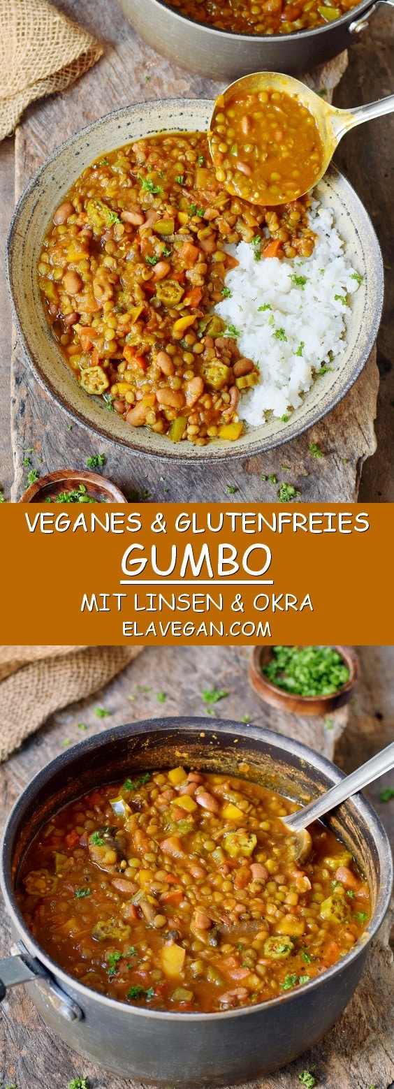 veganes glutenfreies Gumbo Rezept deftiger Eintopf mit Linsen und Okra
