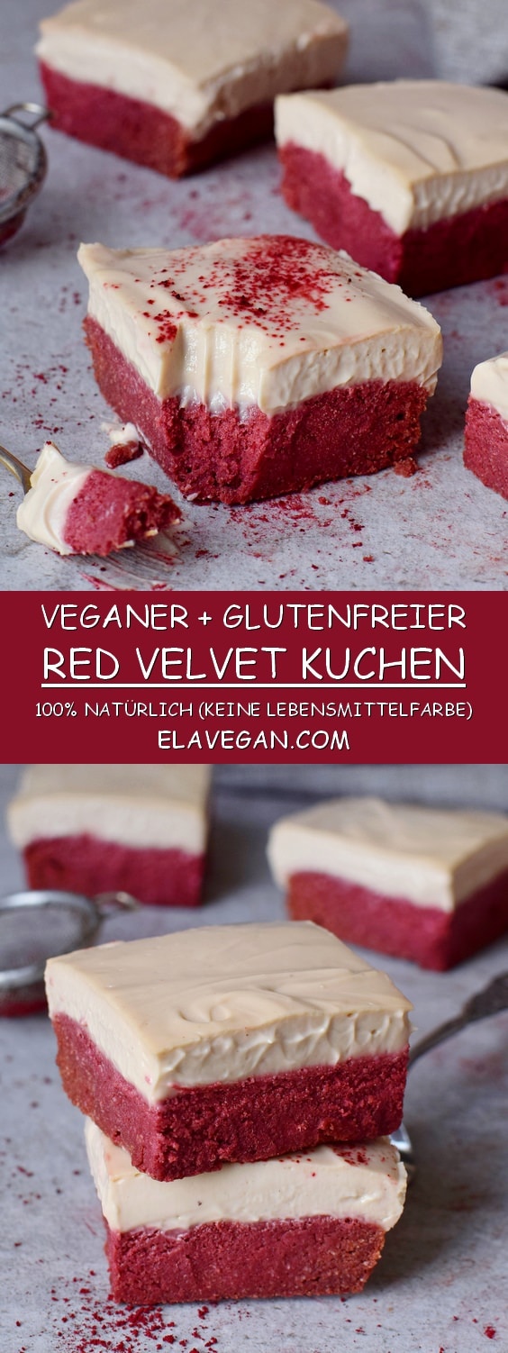 Glutenfreier Red Velvet Kuchen mit veganer Cashewcreme Pinterest