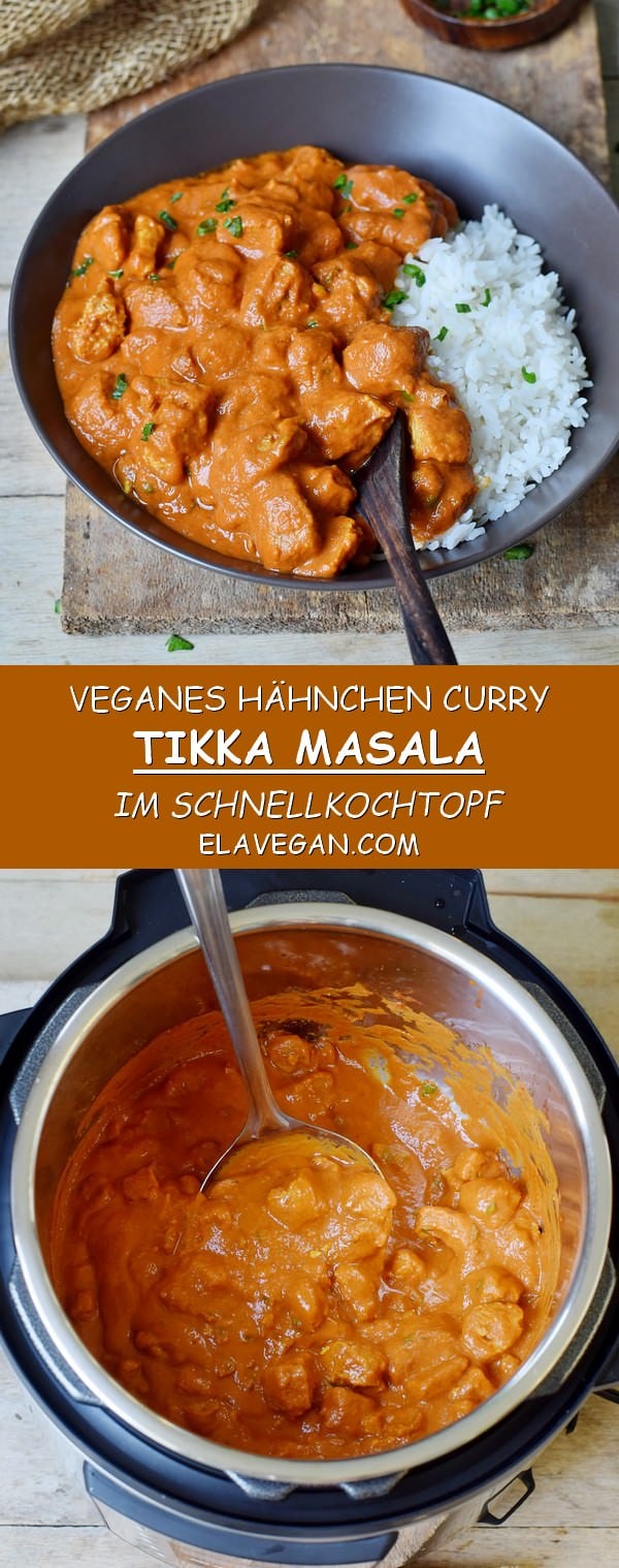 Veganes Hähnchen Curry Tikka Masala im Schnellkochtopf