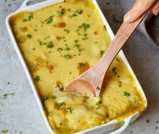 Cremiges Reis Gratin mit Bohnen vegan glutenfrei