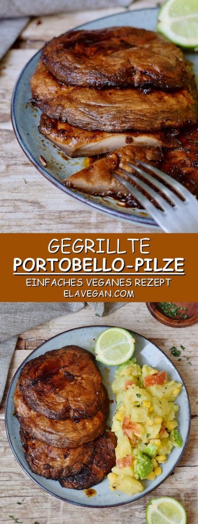 Gegrillte Portobello Pilze einfaches veganes Rezept