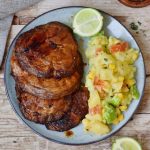 Riesen Champignons aus dem Grill mit Kartoffelsalat