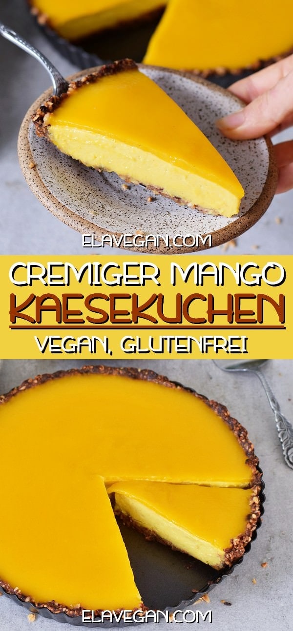 Cremiger Mango Käsekuchen vegan glutenfrei