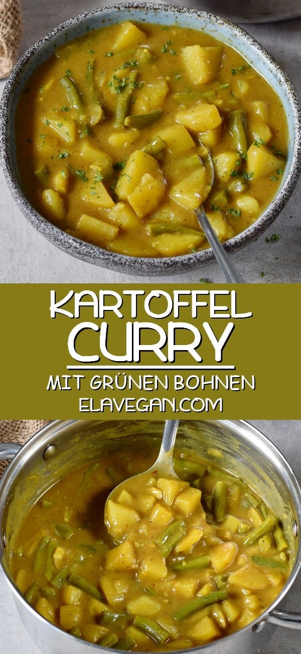 pinterest collage veganes Kartoffel Curry mit grünen Bohnen