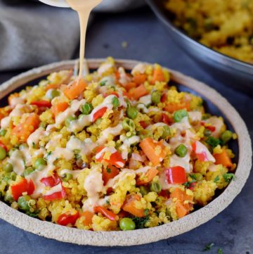 Quinoa Gemüse Pfanne mit Salat-Dressing