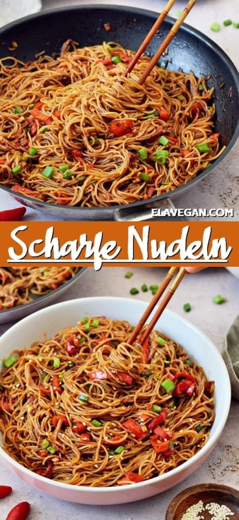 Scharfe Nudeln | asiatische Reisnudeln - Elavegan
