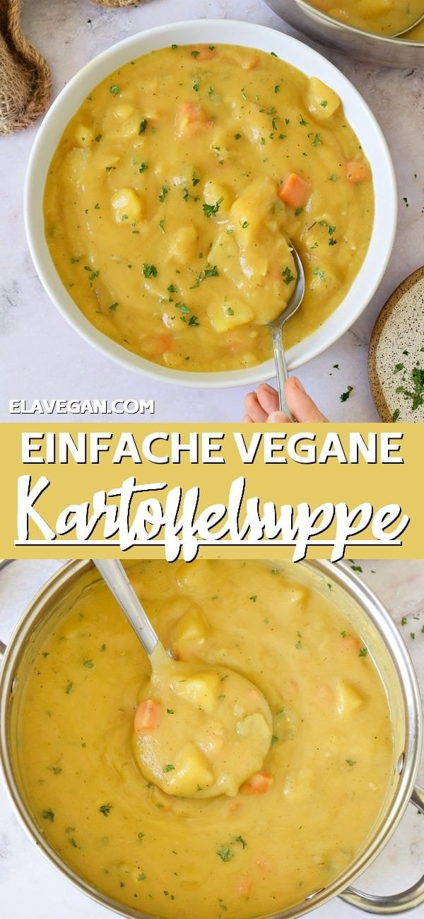 Pinterest collage einfache vegane Kartoffelsuppe