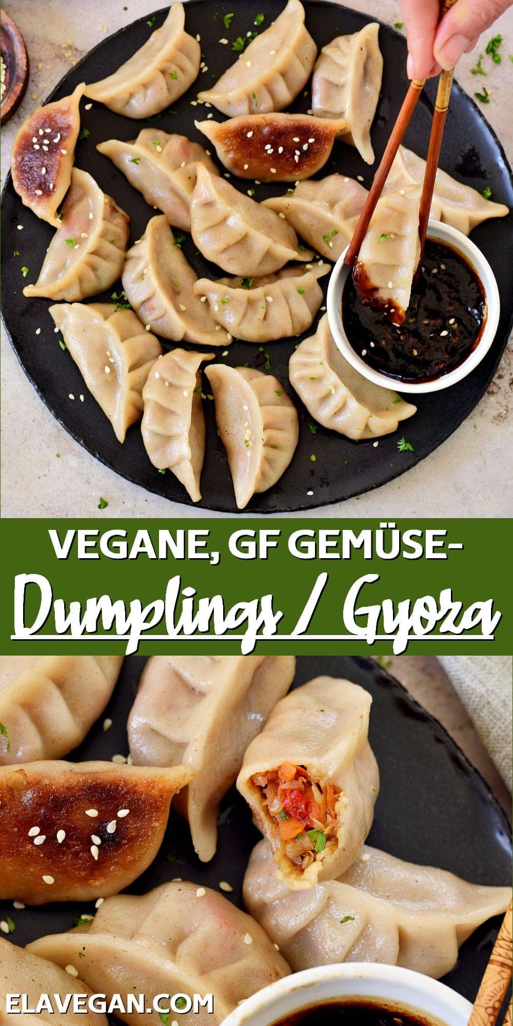 Pinterest collage vegane glutenfreie Gemüse- Dumplings Gyoza