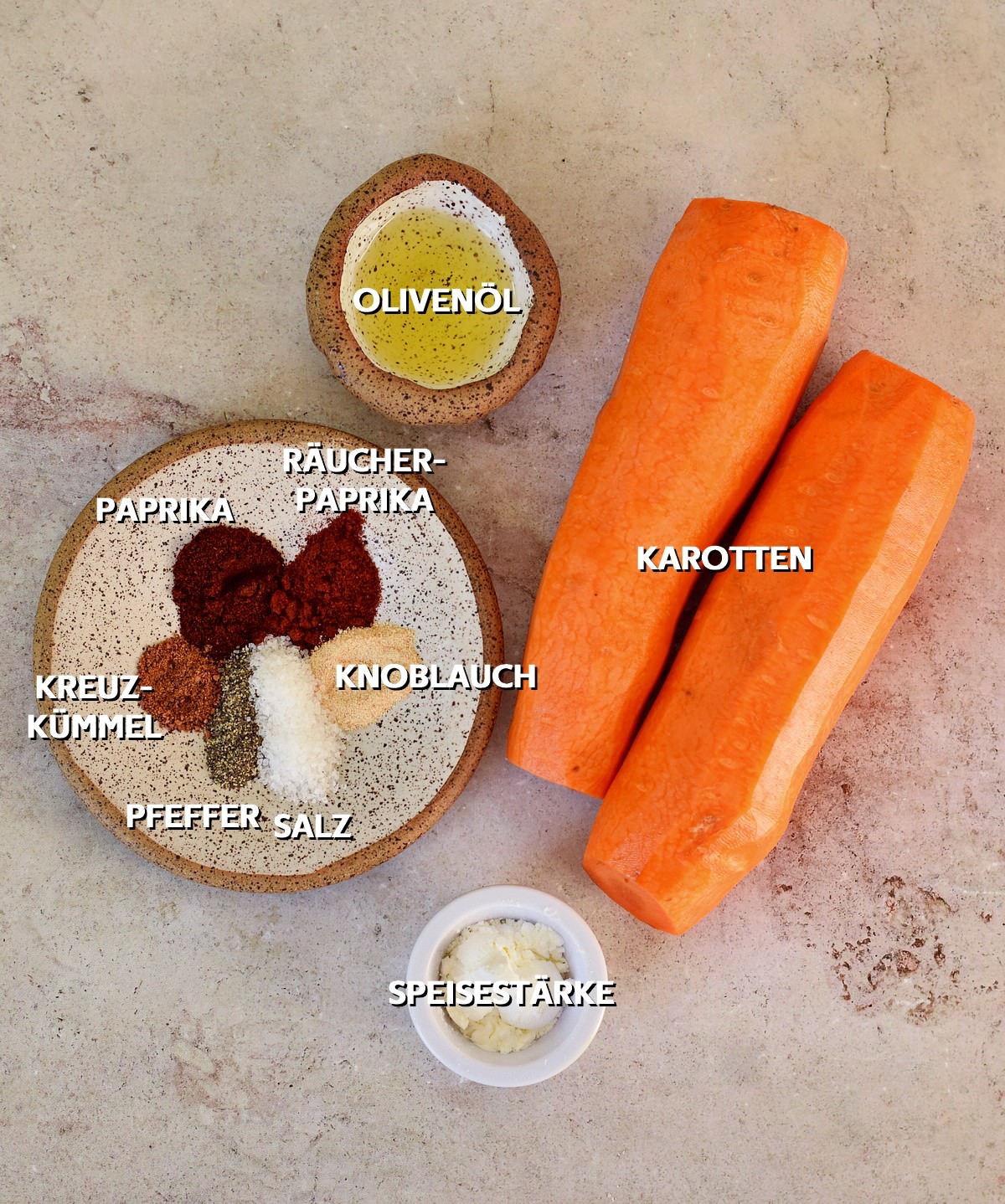 Zutaten für Karottenpommes