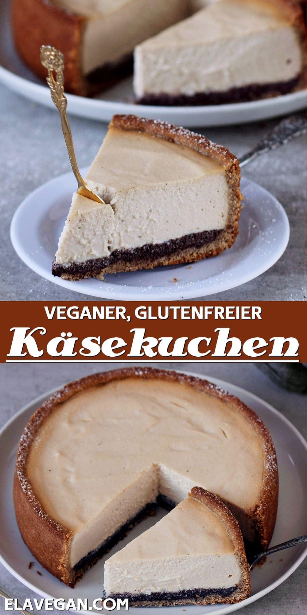 Pinterest Collage veganer glutenfreier Käsekuchen