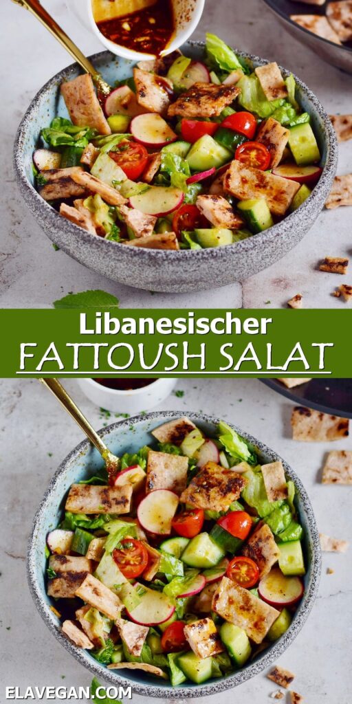 Fattoush Salat (Libanesischer Brotsalat) - Elavegan