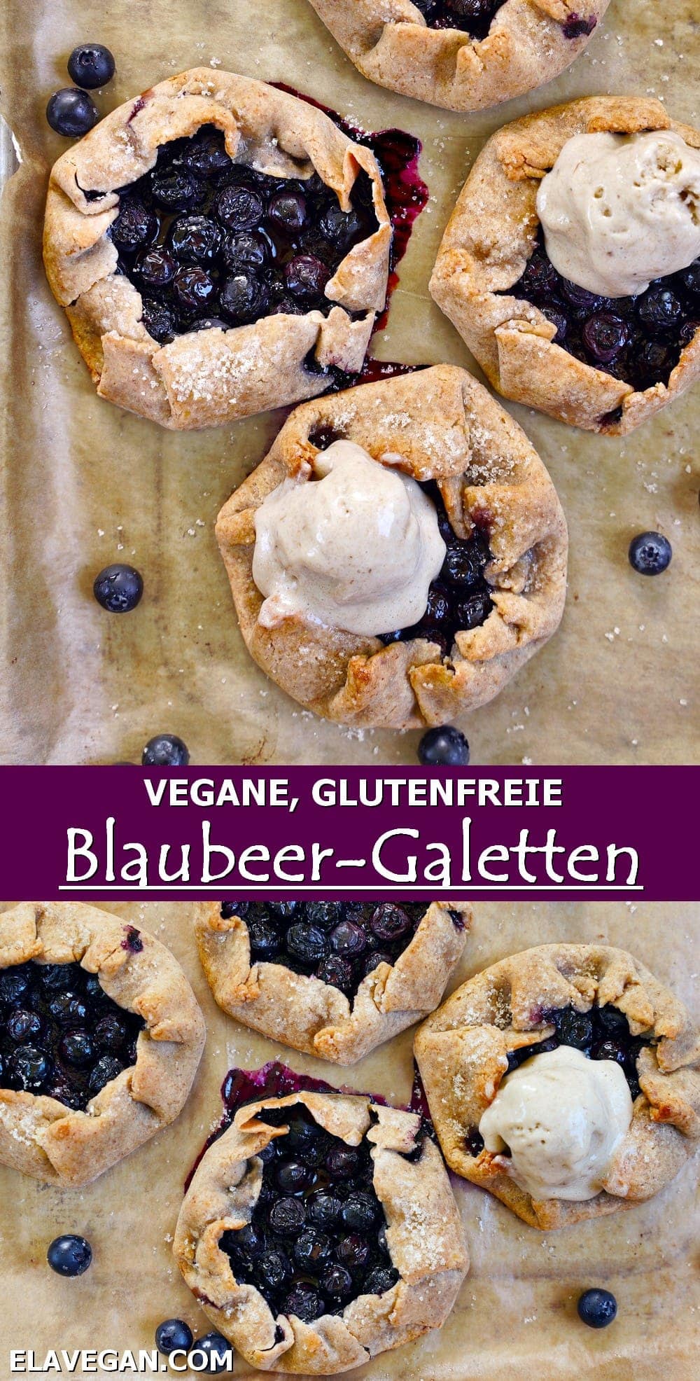 Pinterest Collage vegane glutenfreie Blaubeer-Galetten