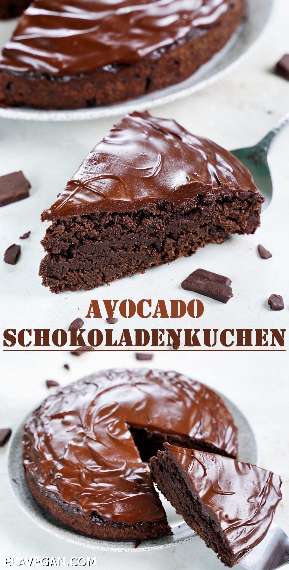 Pinterest Collage Avocado-Schokoladenkuchen