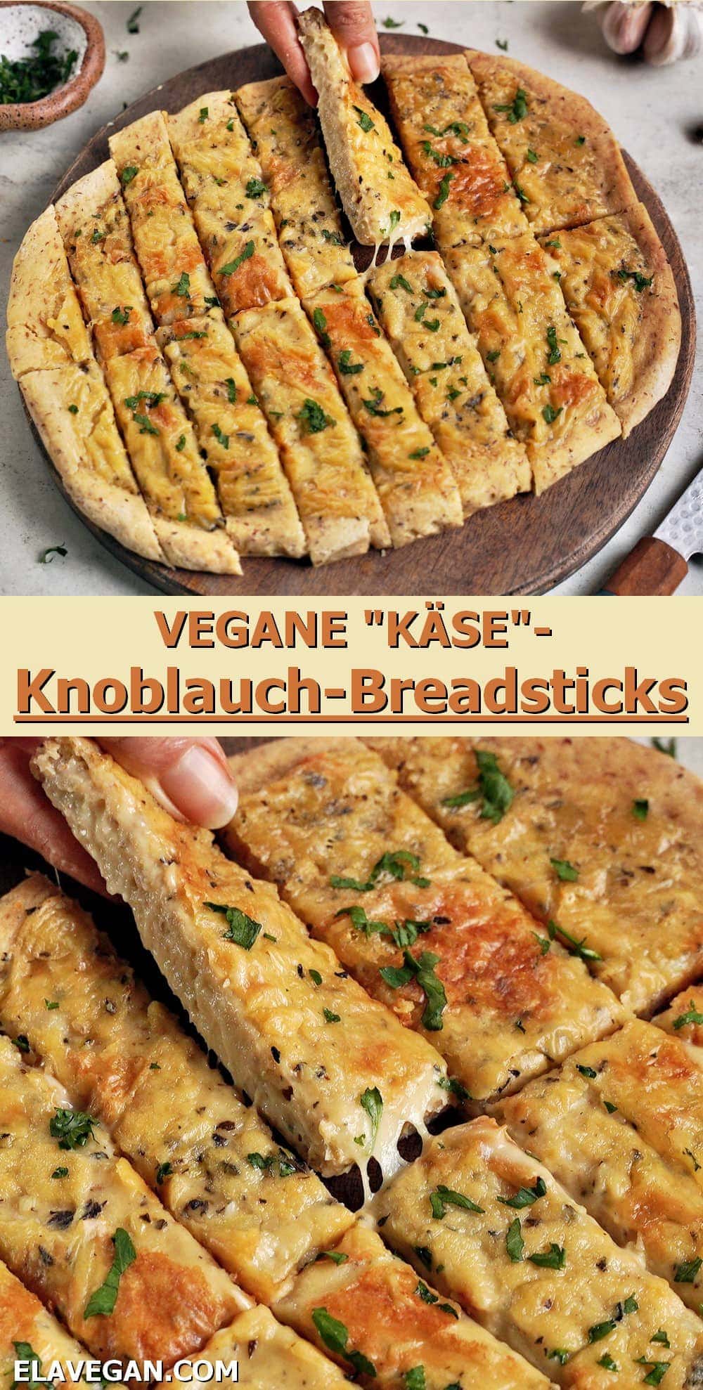 Pinterest Collage vegane Käse-Knoblauch-Breadsticks