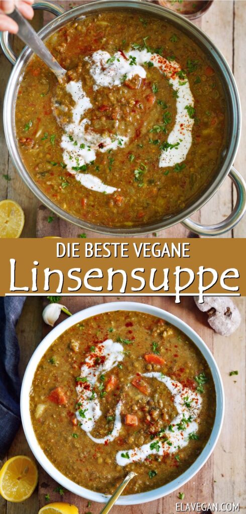 Pinterest Collage die beste vegane Linsensuppe