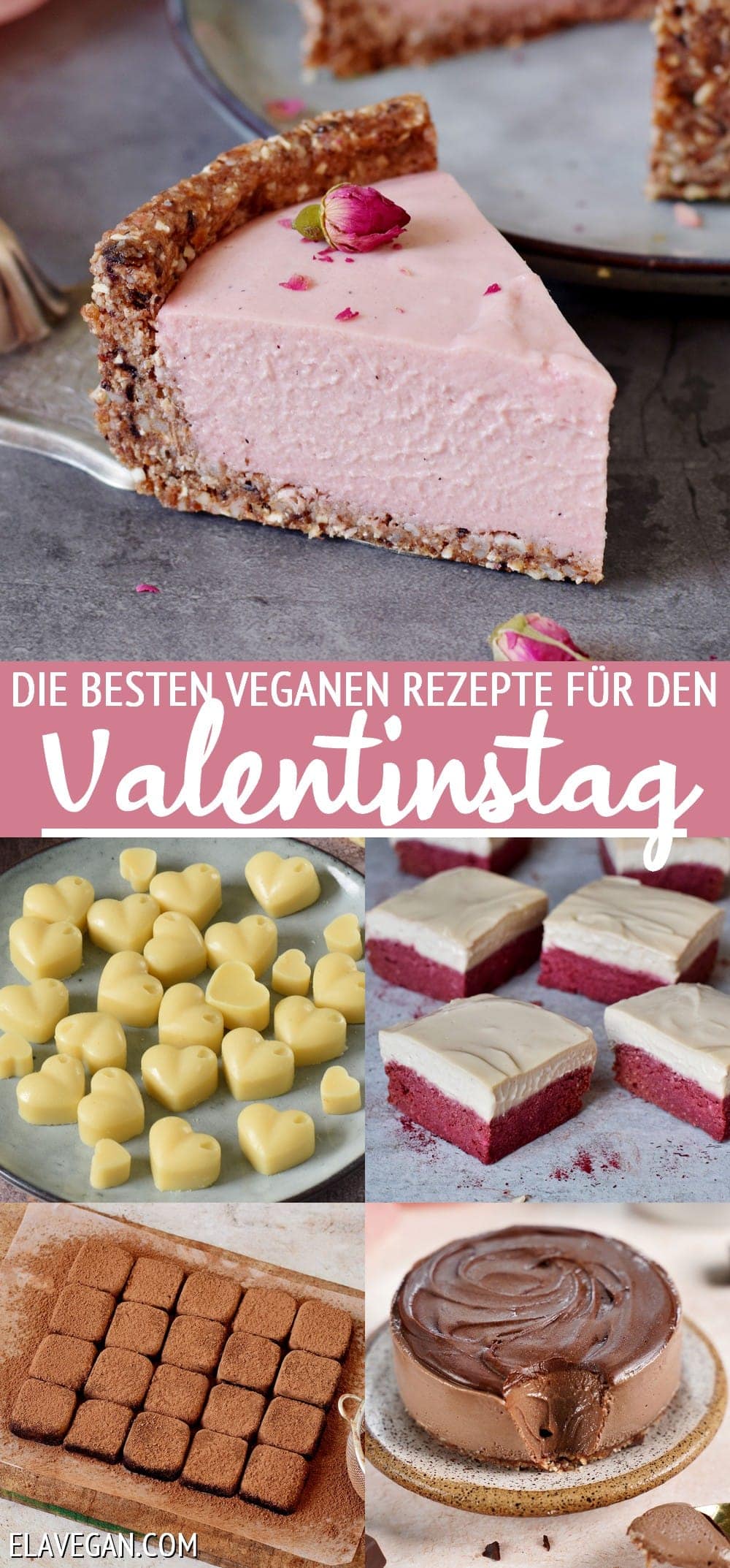 Pinterest Collage die besten veganen Rezepte für den Valentinstag