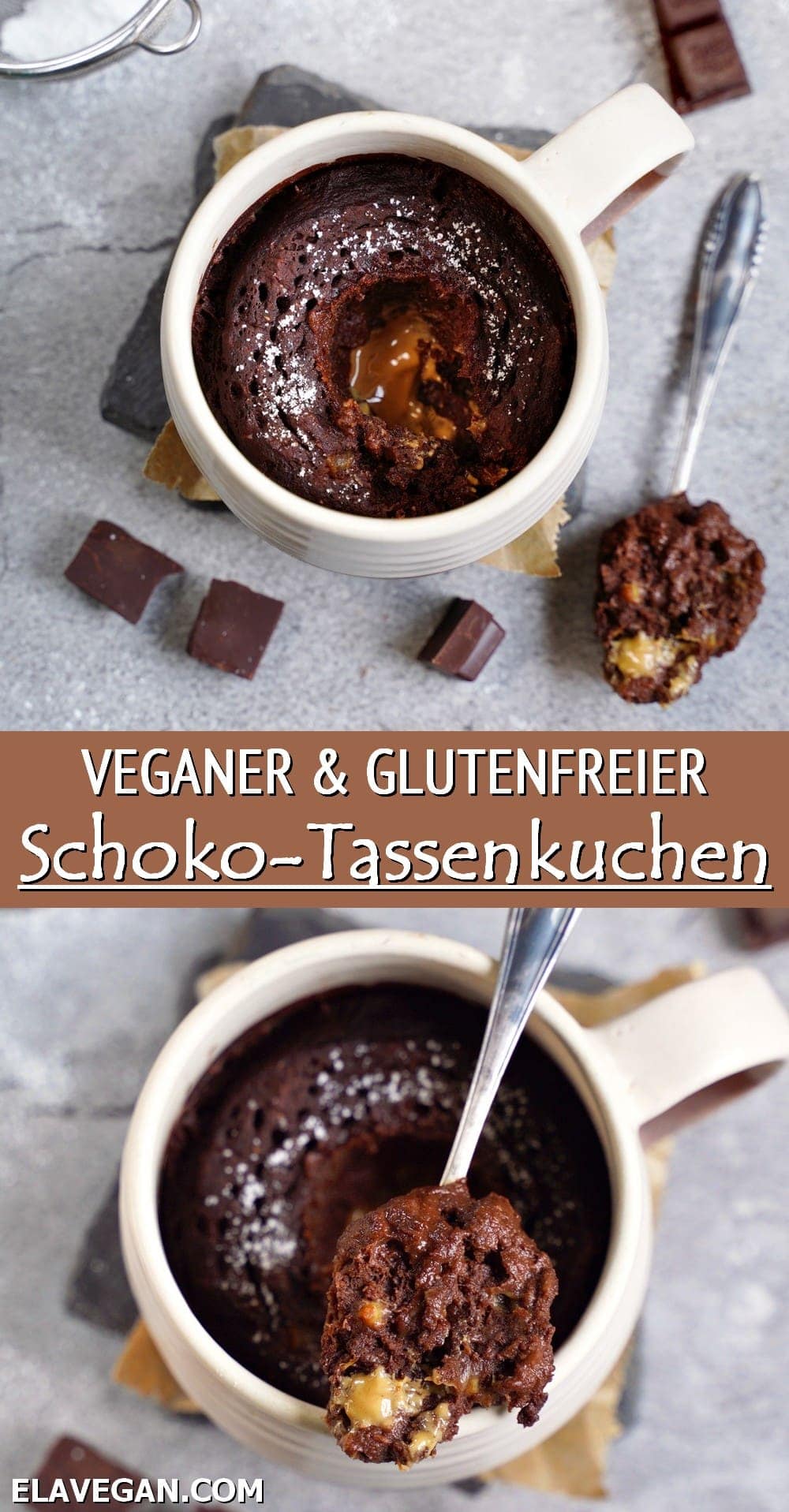 Pinterest Collage veganer und glutenfreier Schoko-Tassenkuchen