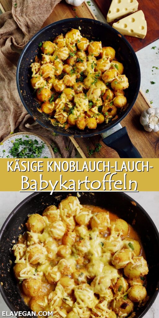 Pinterest Collage käsige Knoblauch-Lauch-Babykartoffeln