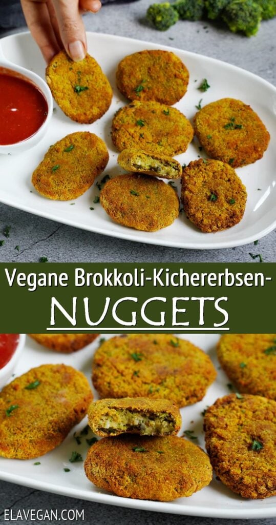 Pinterest Collage vegane Brokkoli-Kichererbsen Nuggets