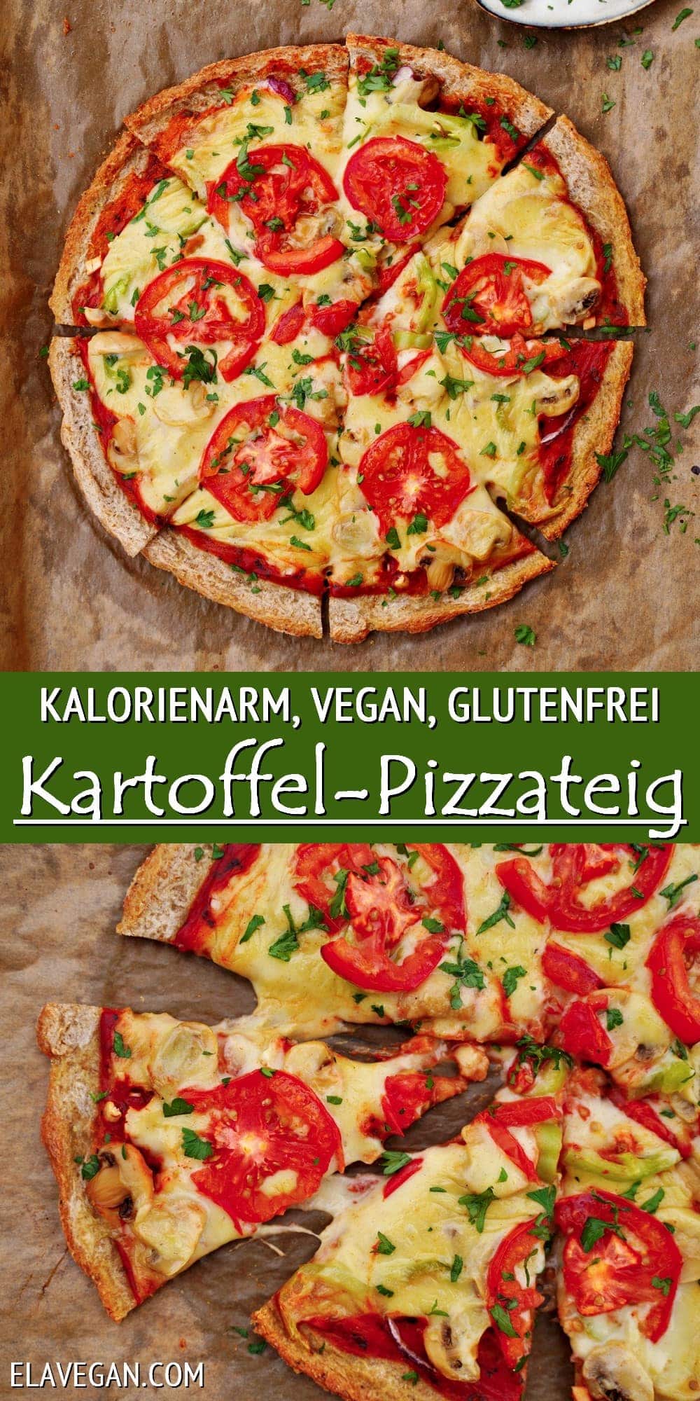 Pinterest Collage kalorienarm, vegan, glutenfrei Kartoffel-Pizzateig