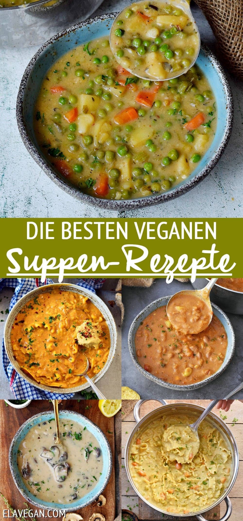 Pinterest Collage die besten veganen Suppen-Rezepte