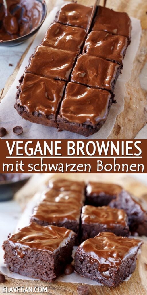 Pinterest collage vegane Brownies mit schwarzen Bohnen