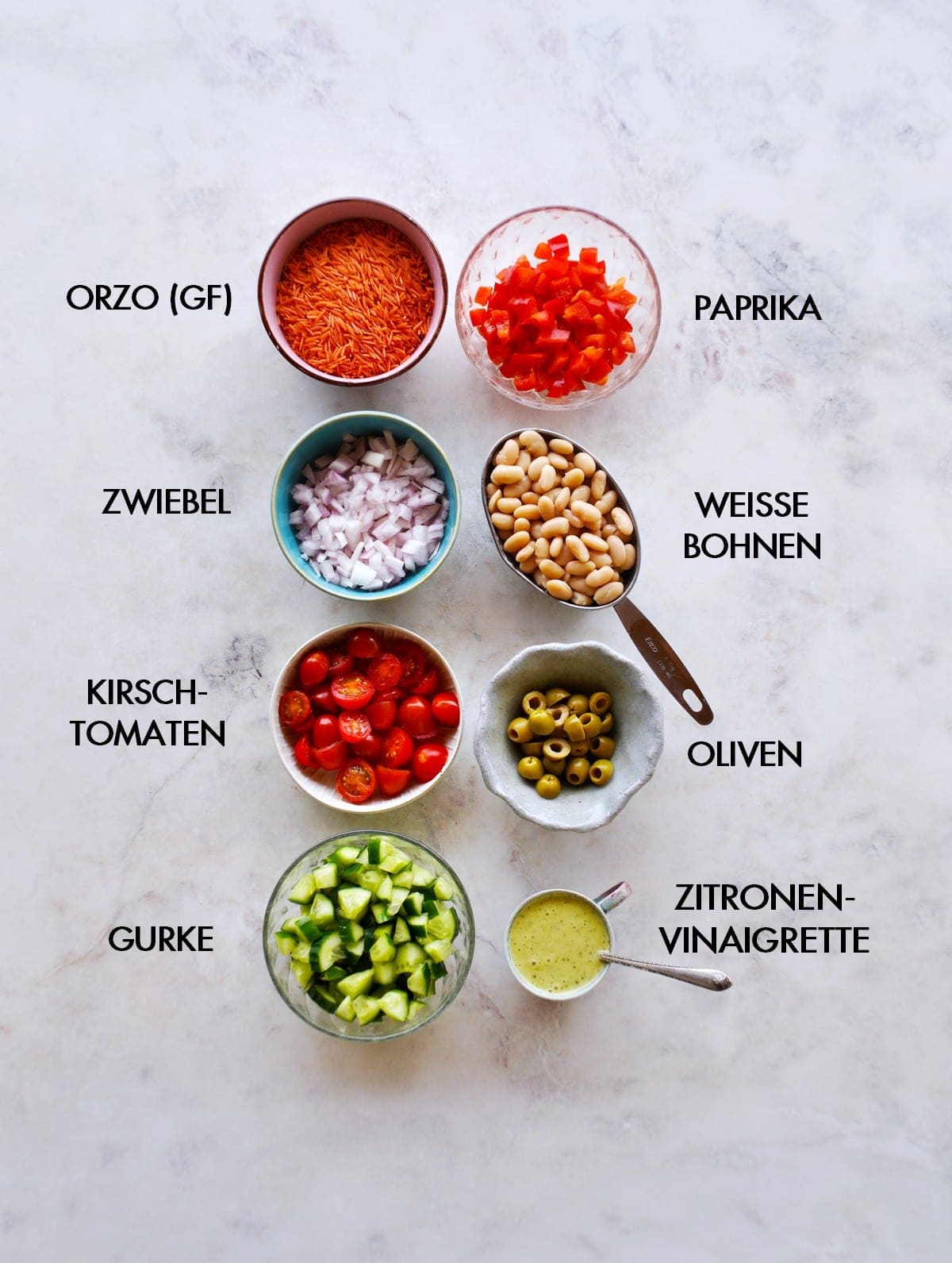 Zutaten für Orzo Salat