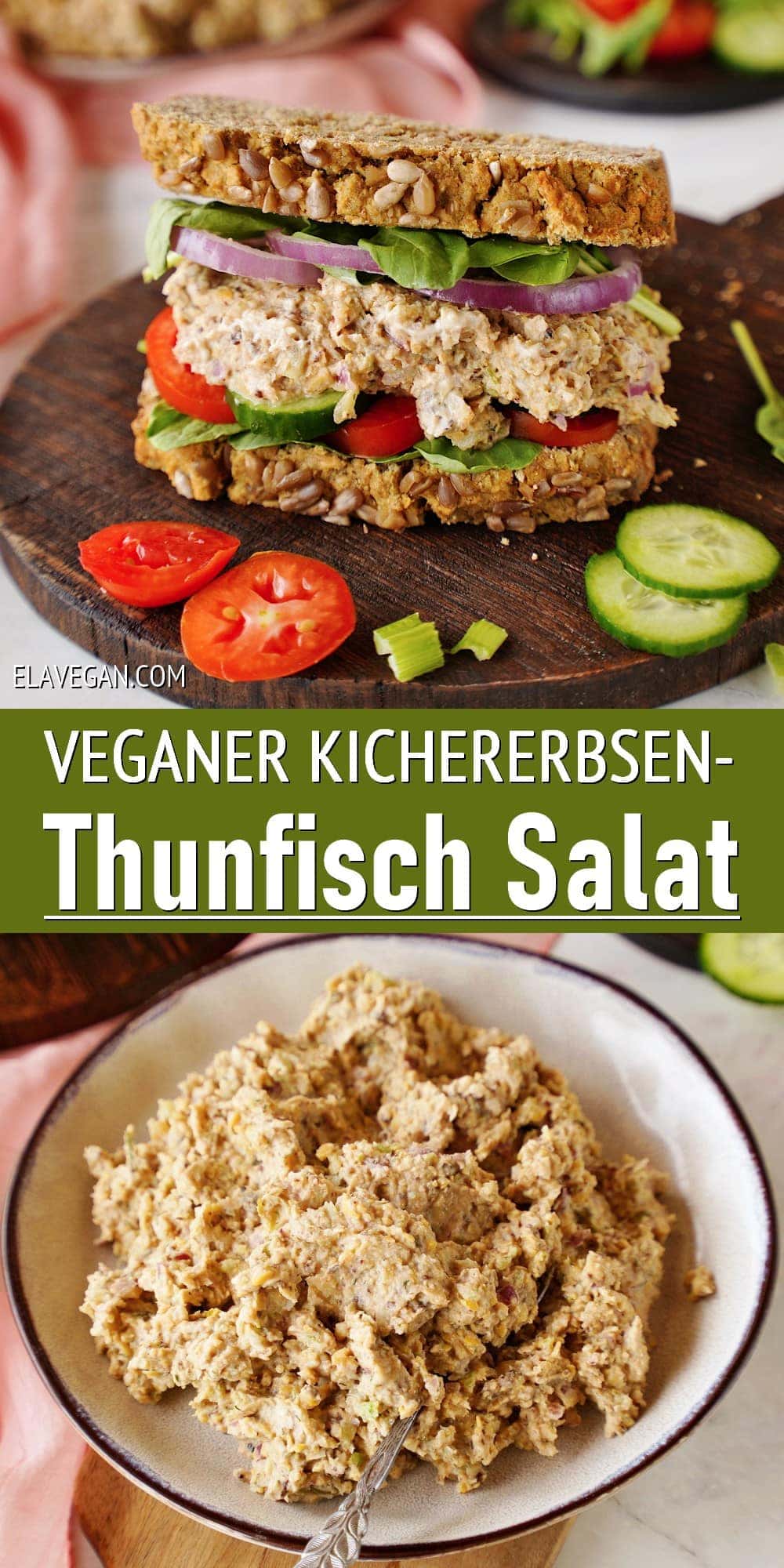 Pinterest Collage veganer Kichererbsen-Thunfisch-Salat