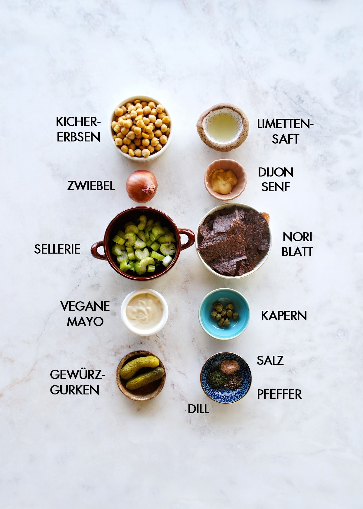 Zutaten für veganen Thunfischsalat