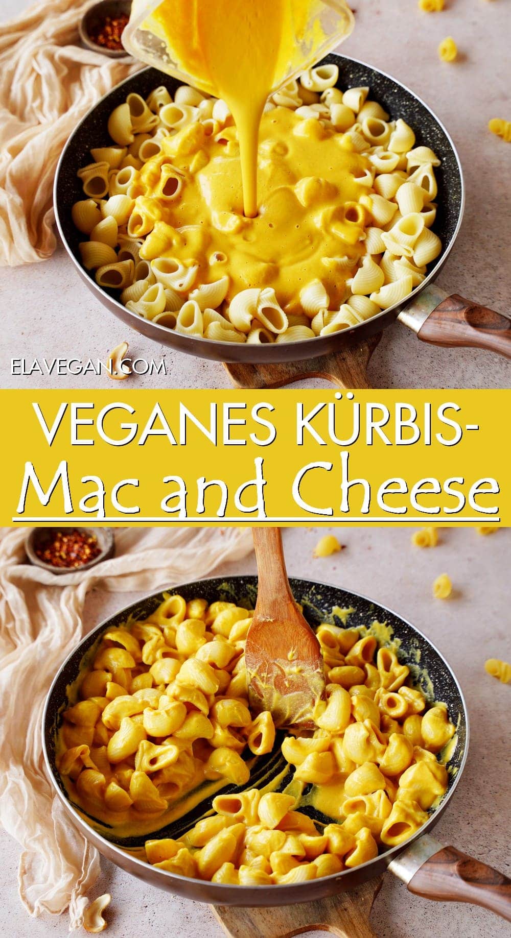 Pinterest Collage veganes Kürbis Mac and Cheese
