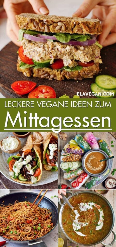 Pinterest Collage leckere vegane Ideen zum Mittagessen