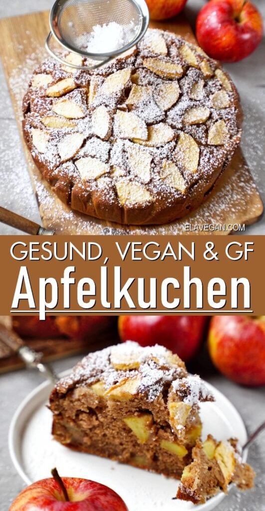 Pinterest Collage gesund, vegan & GF Apfelkuchen