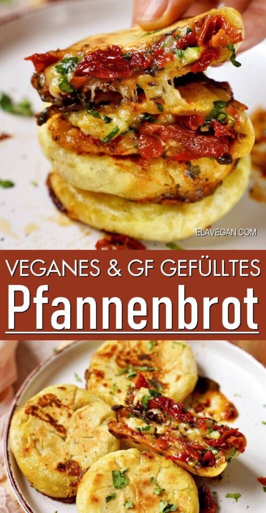 Pinterest Collage veganes & GF gefülltes Pfannenbrot