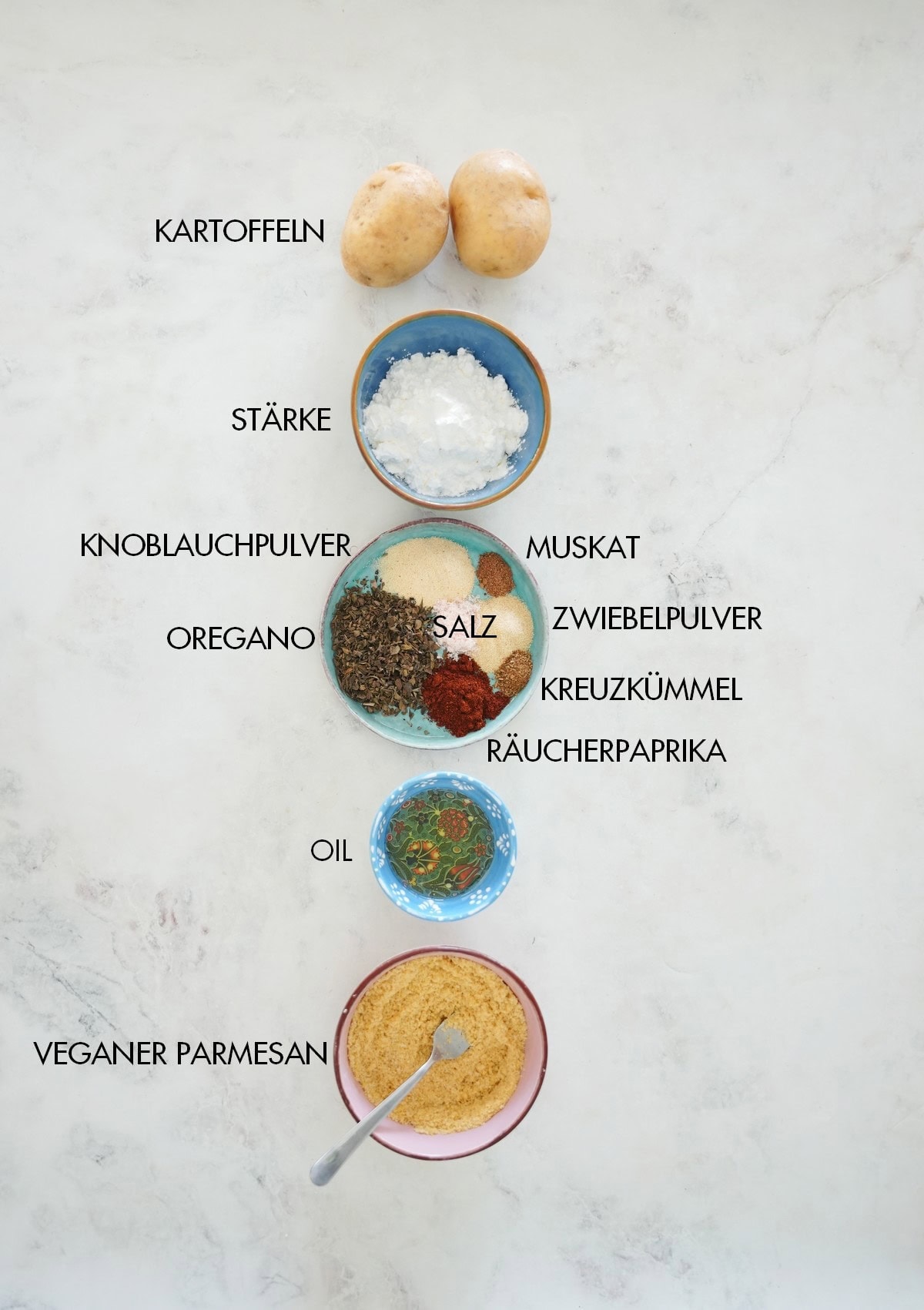 Zutaten für Kartoffelbällchen