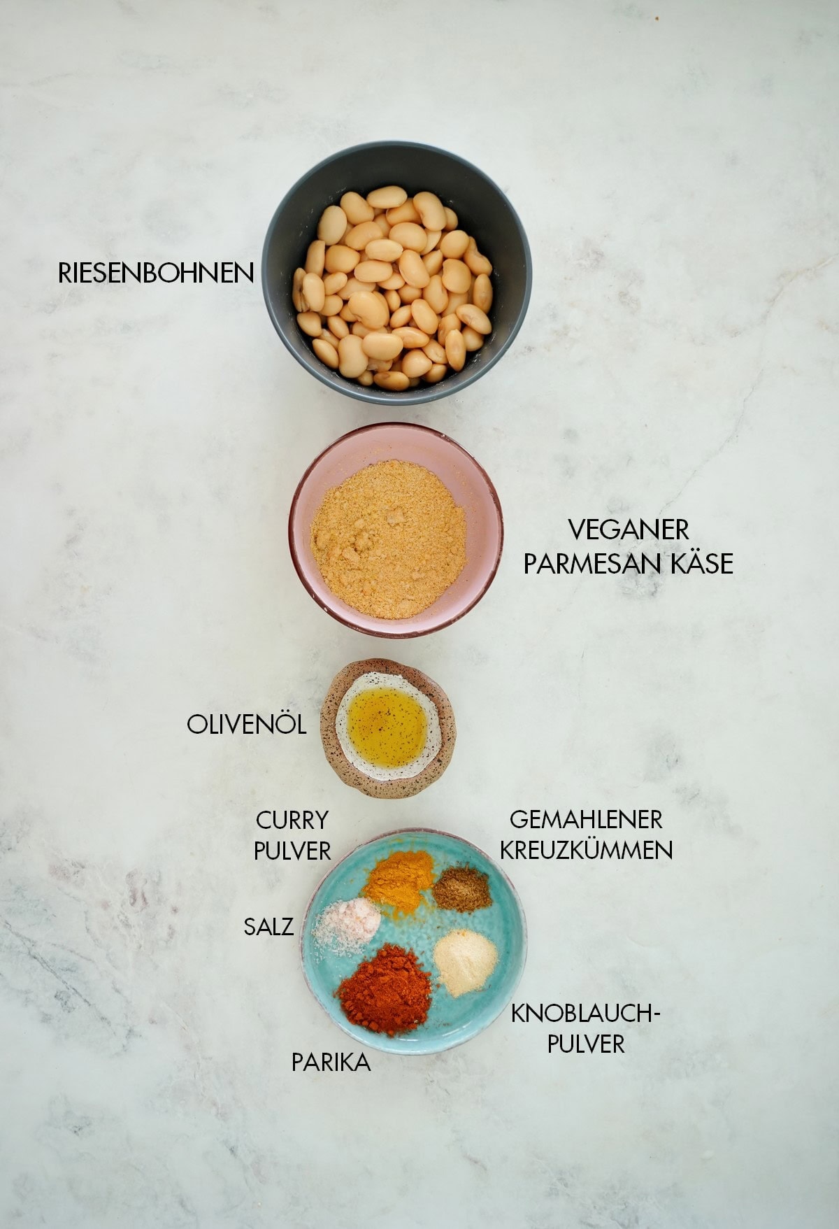 Zutaten knusprige Riesenbohnen