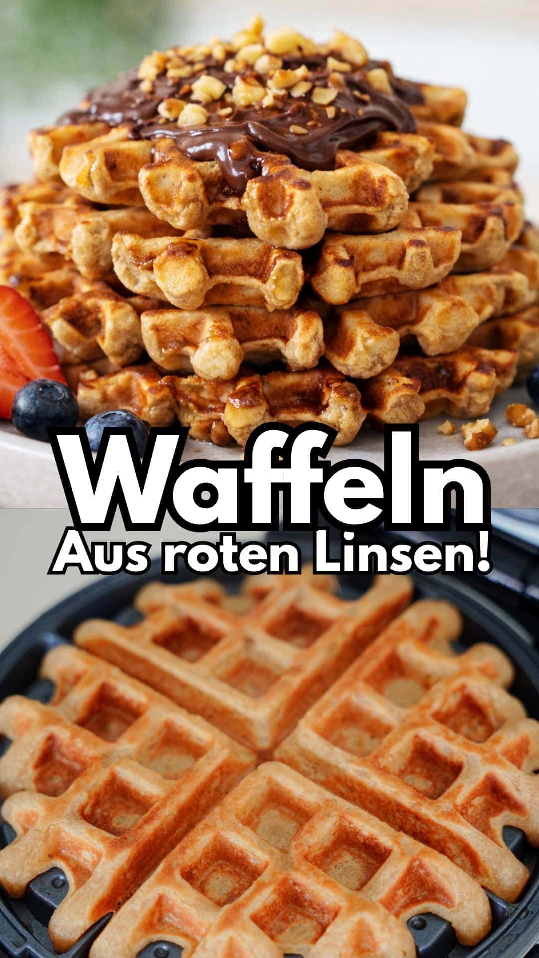 Pinterest Collage Waffeln aus roten Linsen