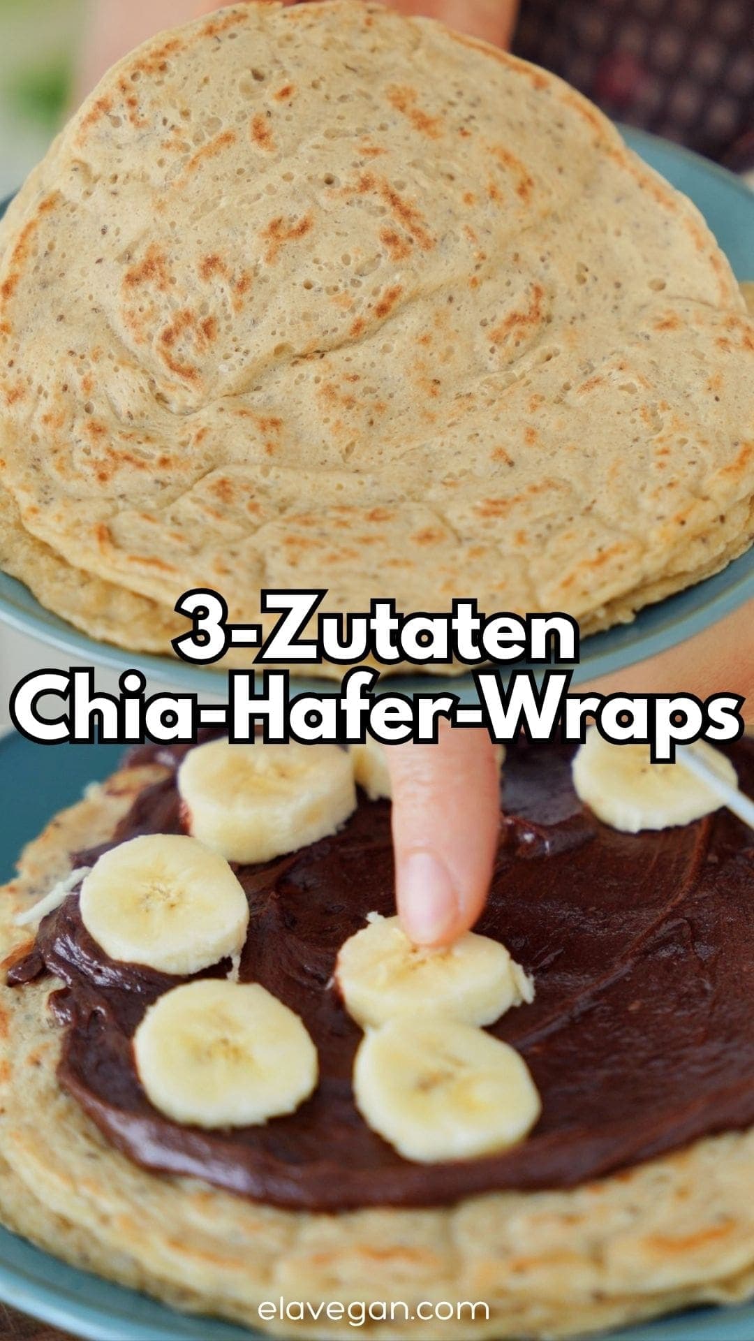 Pinterest-Collage für Chia-Wraps mit Haferflocken aus 3 Zutaten.