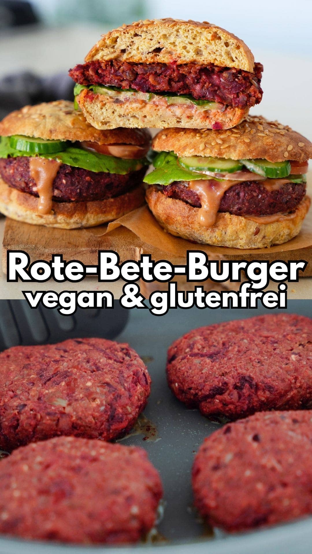 Pinterest Collage Rote-Bete-Burger vegan und glutenfrei