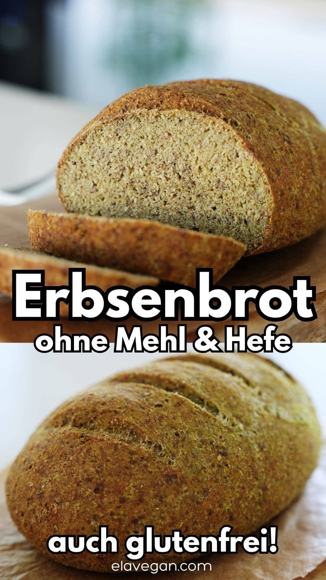 Pinterest Collage Erbsenbrot ohne Mehl und Hefe, glutenfrei