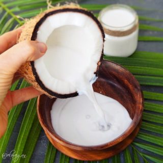 Homemade coconut milk recipe made from brown coconuts