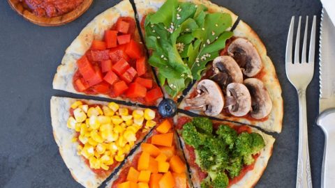 Sweet potato pizza dough with delicious veggies