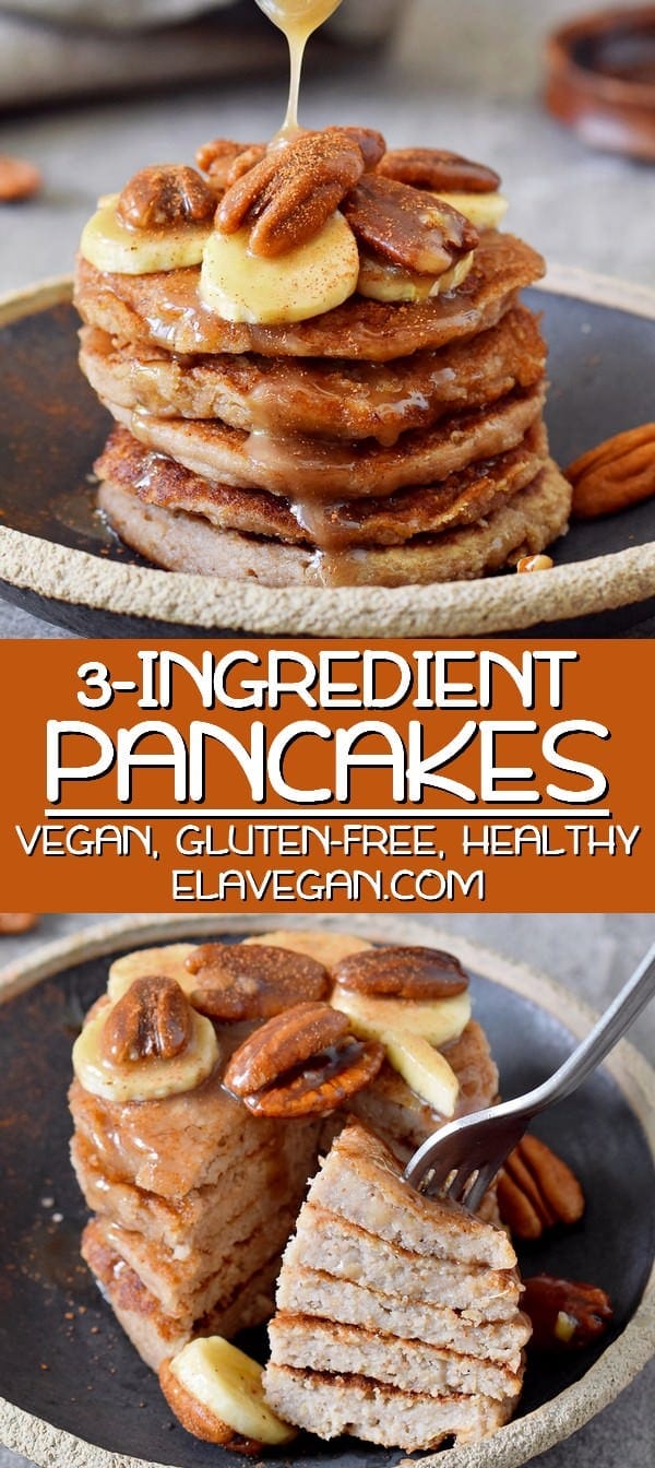 pinterest collage of vegan banana oat pancakes