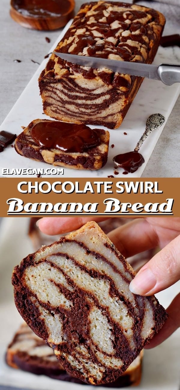 Pinterest Collage Chocolate Swirl Banana Bread Recipe