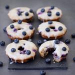 Baked blueberry donuts with a sugar free lemon glaze. These blueberry donuts are vegan, gluten free, refined sugar free, low in fat, healthy and delicious. Easy to make recipe!