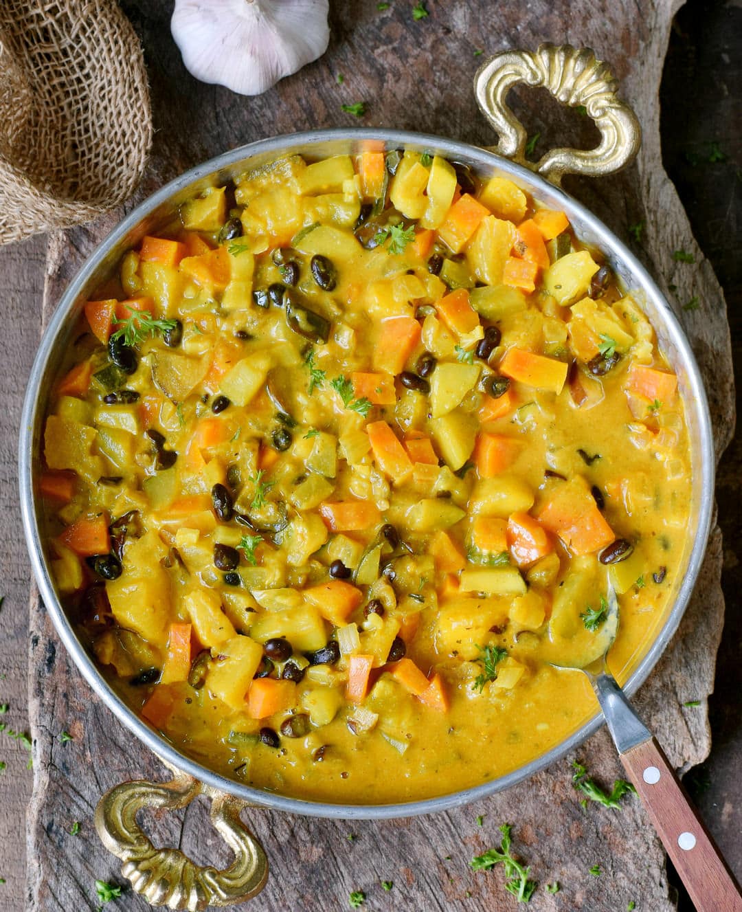 Indian curry recipe with pineapple in a pot